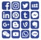 Collection of popular blue social media icons