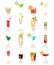 Collection of popular cocktails on a white background