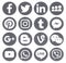 Collection of popular grey round social media icons