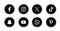 Collection of popular small black round social media icons