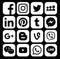 Collection of popular white social media icons