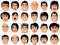 Collection portrait cartoon men women characters isolated