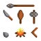 Collection of prehistoric weapons. Vector illustration decorative design