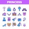 Collection Princess Elements Vector Icons Set