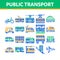 Collection Public Transport Vector Line Icons Set