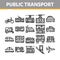 Collection Public Transport Vector Line Icons Set