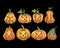 Collection Pumpkins halloween angry face hand painting watercolor illustration individual object clipart.Vector Illustration. Vect