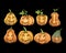 Collection Pumpkins halloween smiley hand painting watercolor illustration individual object clipart.Vector Illustration