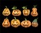 Collection Pumpkins halloween surprise face hand painting watercolor illustration individual object clipart.Vector Illustration