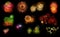 Collection of realistic colorful fireworks