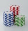 Collection realistic of isometric casino chips, stack of poker chips on white background, Concept Vegas Online Casino