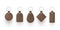 Collection realistic key chains brown leather vector illustration keychains with rings