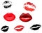 Collection of red lips print