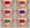 Collection of red and purple hues. The palette of lipsticks