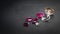 Collection of Red ruby and topaz, Precious stones for jewellery on black matte paper background