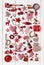 Collection of red and white checkered christmas decoration on wo