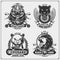 Collection of retro motorcycle labels, badges and design elements. Motor and biker club emblems with wild animals.