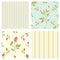 Collection retro vector seamless patterns in shabby chic style