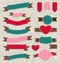 Collection ribbons, vintage labels, geometric embl