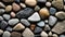 A collection of rocks in various colors, including white, brown, and blue, arranged in a visually appealing manner