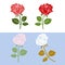 Collection of roses, for design of greeting cards, silhouette on