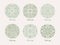 Collection of round floral oriental motifs. Set of green arabic mandalas. Bundle of elegant decorative design elements