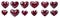 Collection of ruby hearts, isolated on transparent background.