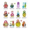 Collection of russian nesting dolls, Matryoshka for your design