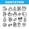 Collection Sanitation Elements Icons Set Vector