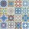 Collection seamless patchwork pattern from Moroccan, Portuguese tiles. Decorative ornament can be used for wallpaper,