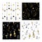 Collection of seamless pattern designs for celebrations , birthday and graduation party. Gold , white and black patterns