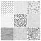 Collection of seamless patterns. Set of black and white prints f