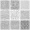 Collection of seamless patterns. Set of black and white prints f