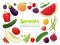Collection of seasonal fruits and vegetables. Summer time collection. Vector EPS10 illustration.