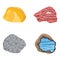 Collection of semi precious gemstones vector stones and mineral colorful shiny jewelry