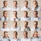 Collection of senior businessman expressing different emotions