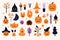 A collection of separated halloween motifs isolated