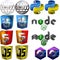 Collection set background of icons and symbols  2d 3d of c programming languages python swift css javascript node js and html5