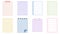 collection set of blank pastel paper templates printable striped note, planner, journal, reminder, notes, checklist, memo, writing