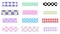 collection set of cute checkered, gingham pattern banners, masking tape for the planner, reminder, post, checklist paper, and