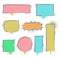 collection set of cute hand drawn line, blank pop art colorful halftone speech bubble balloon, think, speak, talk