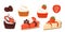 Collection set of dessert object cheese cake straberry muffin coffee bean