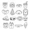Collection Set of Fast Food, Junk Food, Street Food with cute kawaii face expressions