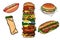 Collection set fast food kebab Burger hot dog Shawarma Doner