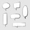 Collection set of hand drawing, grunge, crayon, chalk, blank speech bubble balloon, think, speak, talk, text box, banner