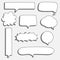 Collection set of hand drawn 3D blank speech bubble balloon, think, speak, talk, text box banner, black and white color