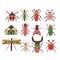 Collection set of hand drawn colorful insects isolated on white background