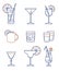 Collection set of icons: various alcohol cocktail glasses high ball martini margarita old fashioned shot Moscow mule mug