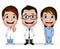 Collection Set of Realistic 3D Young Friendly Professional Doctor