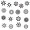 Collection of seventeen graphic patterned snowflakes